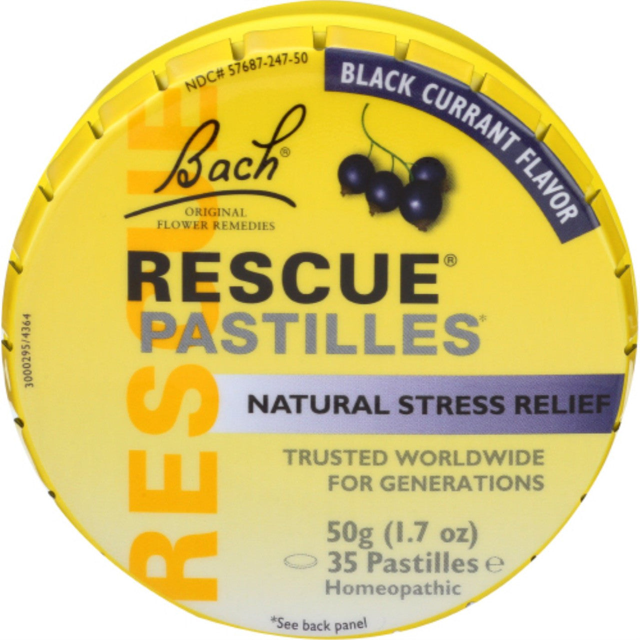 Bach Original Flower Essences Rescue Remedy Stress Relief Pastilles, Black Currant, 1.7 Oz